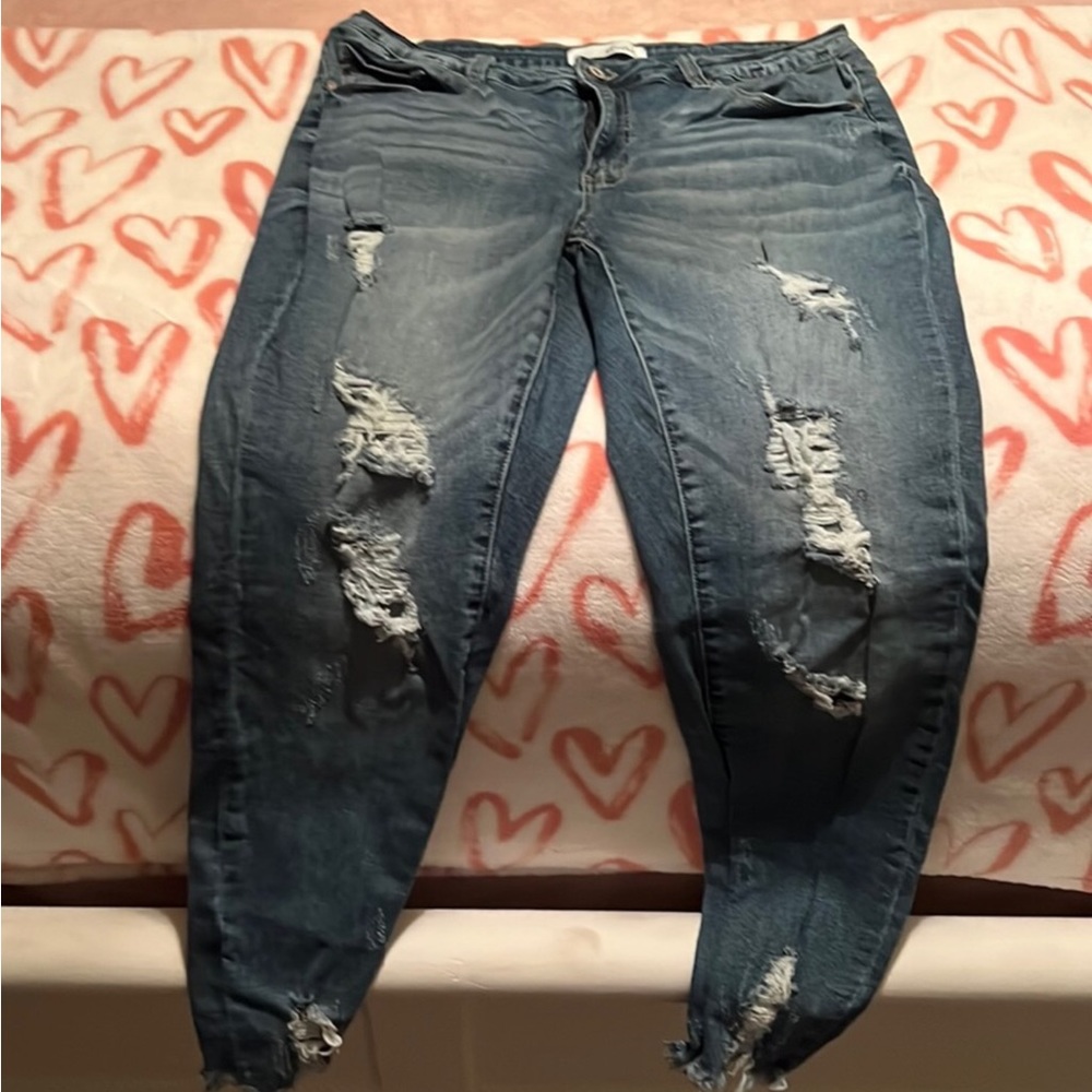 Maurices KanCan Distressed Ankle High Rise Jeans